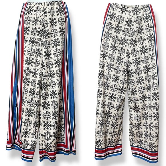 Zara Wide Leg High Waist Palazzo Scarf Print Flowing Trousers Moroccan Tile Smll - Picture 6 of 16